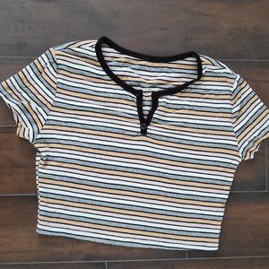Striped  ribbed sparkle crop top Small